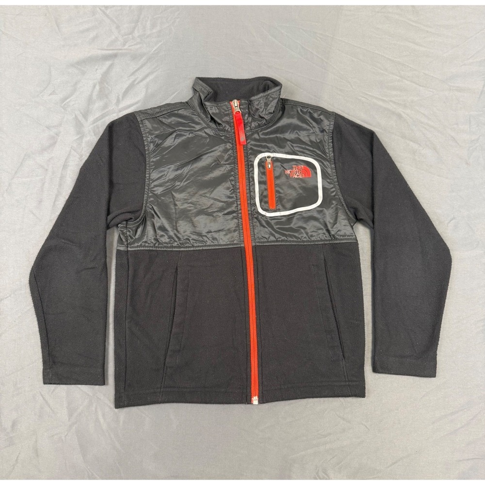 The North Face Boys Denali Fleece Jacket Black & Red Size 7/8 NF00A3KLKT0